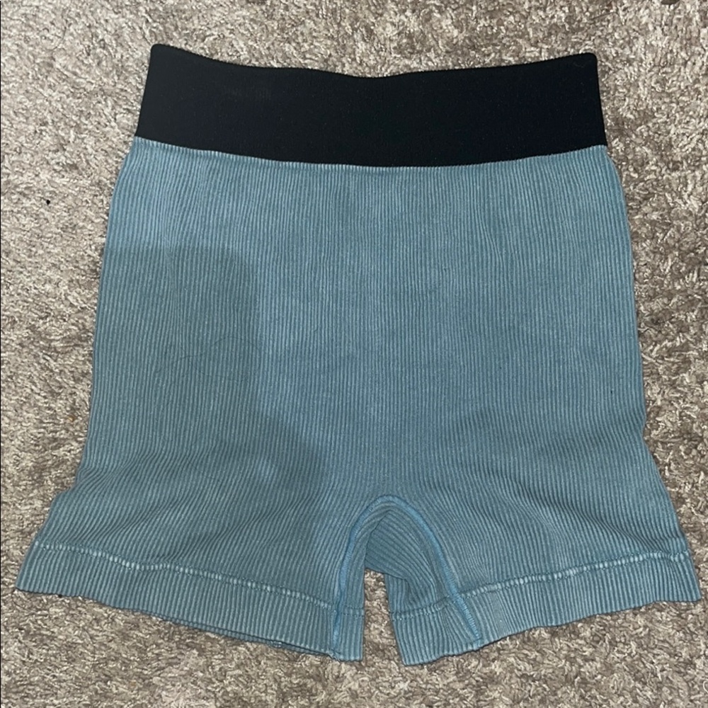 Zenana Outfitters Blue and Black Bike Shorts